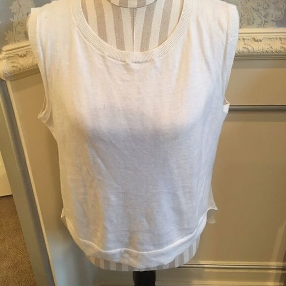 Theory Cotton High Low Tank w Opaque Ruffle - Picture 2 of 11